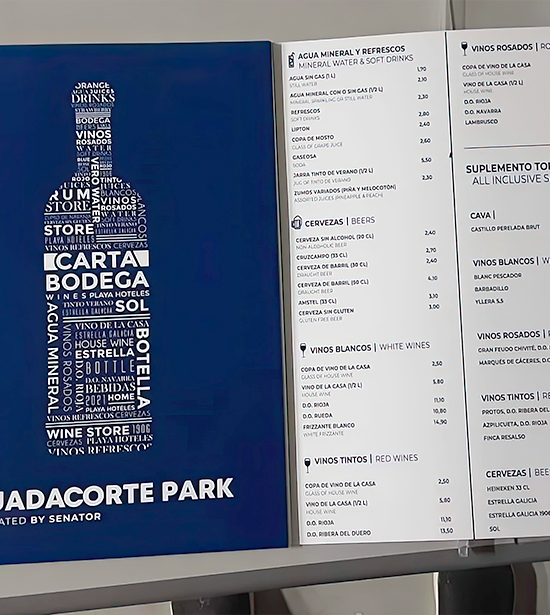 Cartas de Bar en Papel Plástico